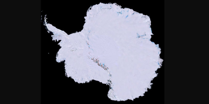 Antarctica mapped by satellite images. The bedrock below West Antarctica is rising surprisingly fast new research published in Science shows. (Image: USGS, NASA, National Science Foundation, British Antarctic Survey).