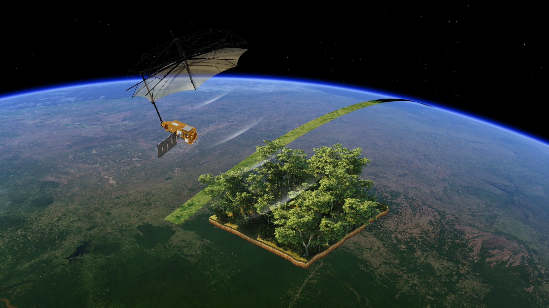 Biomass-satellitten flytter sig lidt i rummet efter hvert omløb. I løbet af ni måneder dækkes de ønskede skov-områder. Det sker i al slags vejr på jorden døgnet rundt. 
