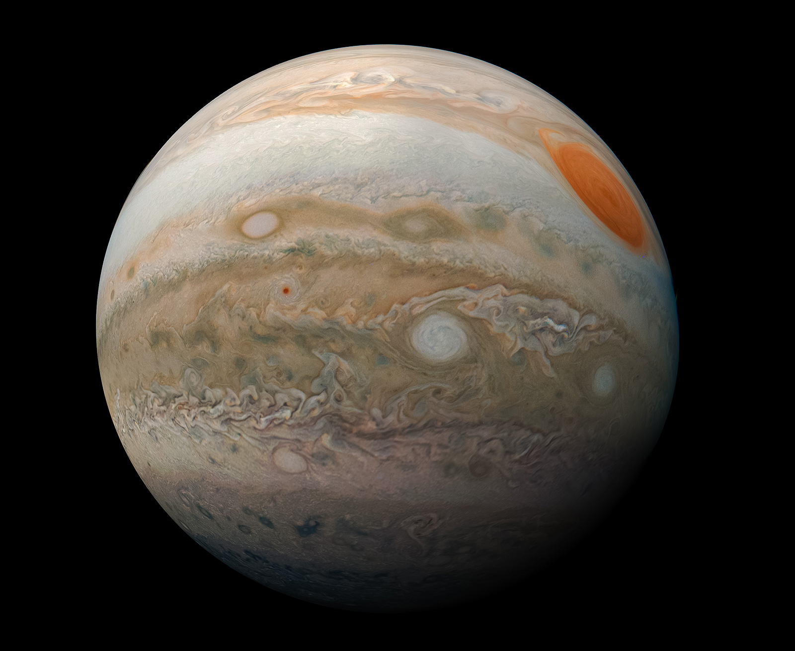 Jupiter optaget med Juno-missionen, som DTU Space deltager i. (Foto: Nasa/Kevin M. Gill) 