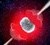 Hypernovaen SN2017iuk sender kraftige gammaglimt ud i enderne - vist med med en grå stråle - og samtidig slynges materiale i 'puppeform' ud gennem siderne - vist med rødt. (Illustration: Anna Serena Esposito)