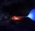Illustrationen viser, hvordan en tung neutronstjerne trækker materiale fra en større, men lettere 'følge'-stjerne i Mælkevejen. (Illustration: NASA)